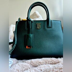 Burberry Green Satchel with Gold-Tone Logo